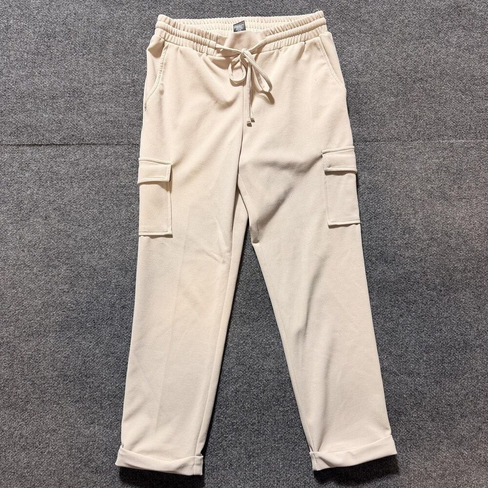 SOHO Apparel Ltd Pants Womens Medium Beige Cargo Jogger Knit Elastic Waist